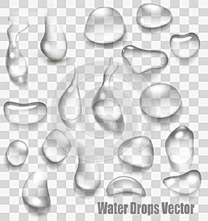 Drops of water on a transparent background.