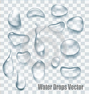 Drops of water on a transparent background.