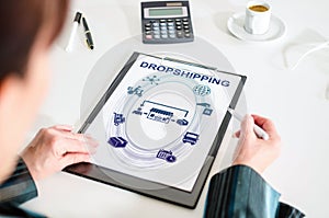 Dropshipping concept on a clipboard