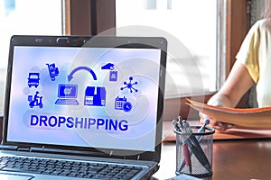 Dropshipping concept on a laptop screen