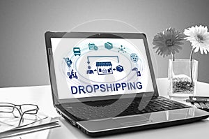 Dropshipping concept on a laptop screen