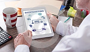 Dropshipping concept on a tablet
