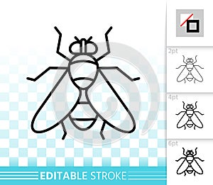 Drosophila fly bug simple black line vector icon