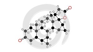drospirenone molecule, structural chemical formula, ball-and-stick model, isolated image progestin photo