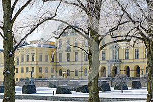 Snowfall at Drottningholm palace