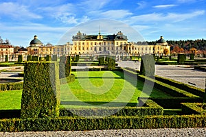 Drottningholm Palace, view from garden during autumn, Stockholm, Sweden