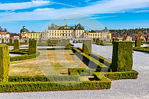 Drottningholm Palace viewed from the royal gardens in Sweden