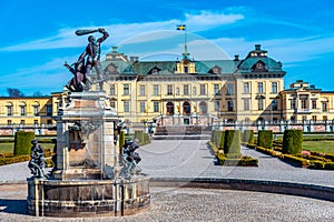 Drottningholm Palace viewed from the royal gardens in Sweden