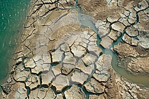 Drought-Affected Lakebed Aerial