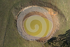 A drought affected livestock water dam in regional Australia