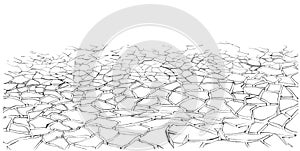 Drought cracked land. Pencil drawing