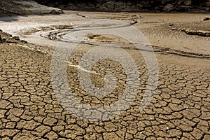 Drought cracked river