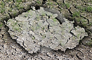 Drought in Czech Republic, map of Czechia above dry soil