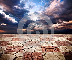 Drought earth with chess desk texture