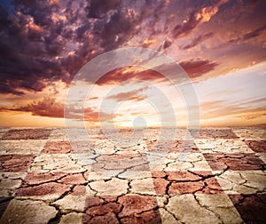 Drought earth with chess desk texture