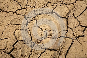 Drought, earth cracks, natural disasters farmland background