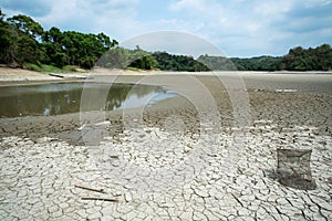 Drought lake in Guantian, Tainan, Taiwan. Lack of water concept