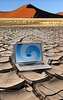 Drought - Pure Water - Laptop and Desert