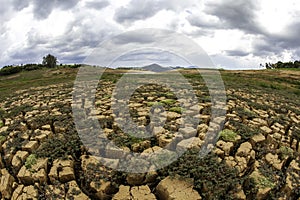 Drought soil in brazilian cantareira dam - Jaguari dam