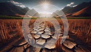 A drought stricken farmland, Ai generated image