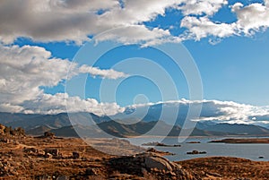 Drought stricken Lake Isabella Boulder Bay in Lake Isabella California in the southern Sierra Nevada mounta