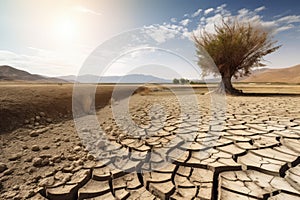 drought-stricken landscape with parched earth and cracked ground