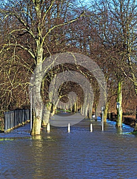 A drowned footpath during floods