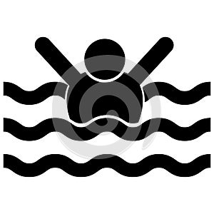 Drowned man icon on white background. people accident water sea beach lifeguard sign. drowning man symbol. flat style