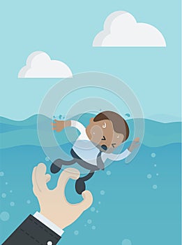 Drowning businessman. Abstract background,  melts, drowns. Vector concept illustration