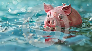 Drowning in Debt: Piggy Bank at Risk - Financial Banking Concept