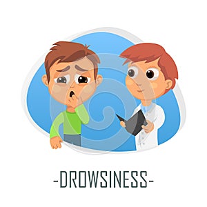 Drowsiness medical concept. Vector illustration.
