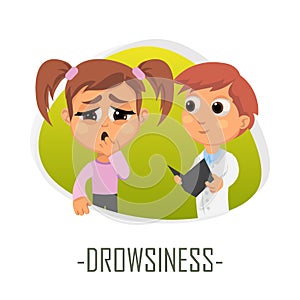 Drowsiness medical concept. Vector illustration.