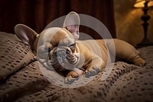 Drowsy Sleepy french bulldog relax. Generate Ai photo