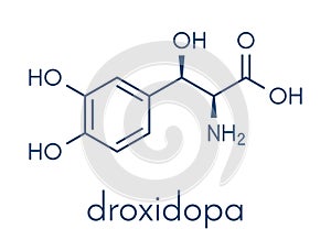 Droxidopa L-DOPS hypotension low blood pressure drug molecule. Skeletal formula.