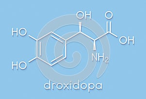 Droxidopa L-DOPS hypotension low blood pressure drug molecule. Skeletal formula.