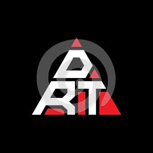 DRT triangle letter logo design with triangle shape. DRT triangle logo design monogram. DRT triangle vector logo template with red
