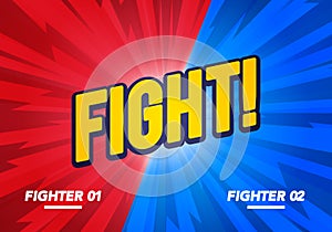 Vector illustration Versus And Fight Background Poster In Comic Style. Blue vs Red Fighter.