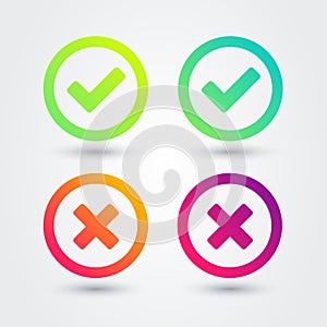 Vector Illustration Colorful Flat Gradient Checkmark Icon Set. Apps and Websites Element. photo