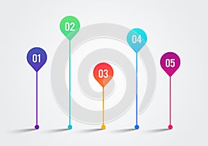 Vector Illlustration Timeline 3d Infographic 1 to 5 Design Template. Charts, Diagrams and other Vector Elements for Data and photo