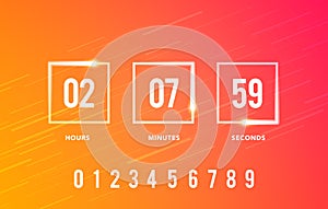 Vector illustration digital clock timer for coming soon or under construction. Abstract web site graphic element.