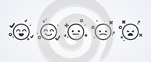 Vector illustration of satisfaction level. Range to assess the emotions of your content. Feedback in form of emotions. User experi photo