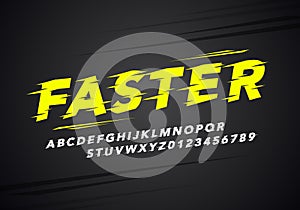 Vector illustration modern sport alphabet and number font. Typography for racing and running photo