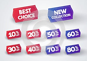 Vector Illustration Price Tag Collection. Best Choice, New Collection And Different Discounts