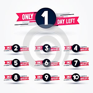Vector Illustration Days Left Counter. Countdown 10 To 1 photo