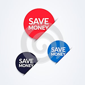 Vector Illustration Save Money Button Set.