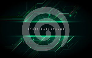 Electronic Cyber Technology Background With Black Banner