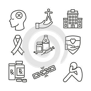 Drug & Alcohol Dependency Icon Set - support, recovery, and treatment photo