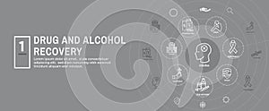 Drug and Alcohol Dependency Icon Set & Web Header Banner