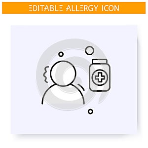 Drug allergy line icon. Editable illustration