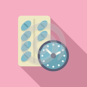 Drug blister using time icon flat vector. Health care